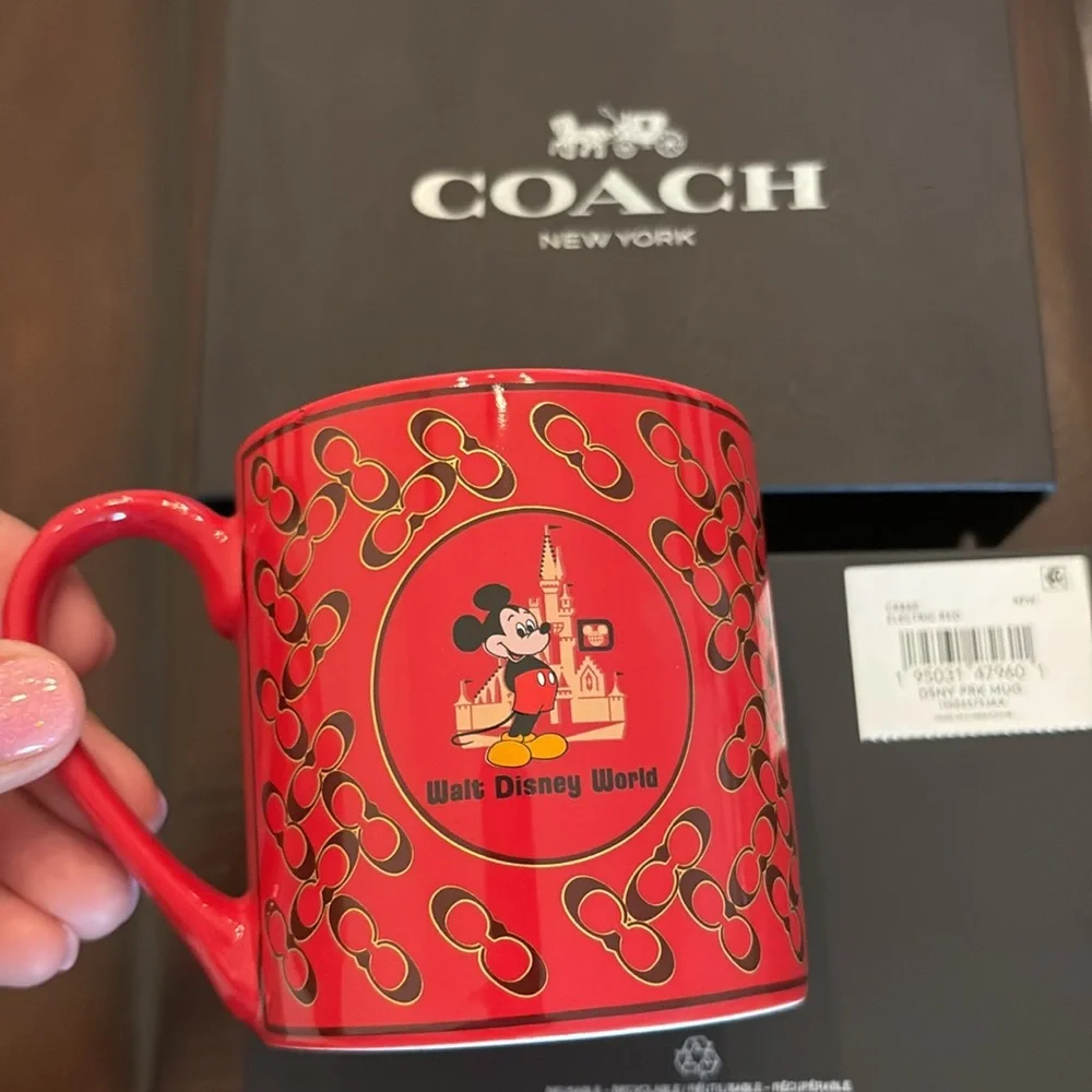 New Coach Disney Parks Mickey Mouse Red Limited Edition Coffee Mug Cup - Picture 1 of 6